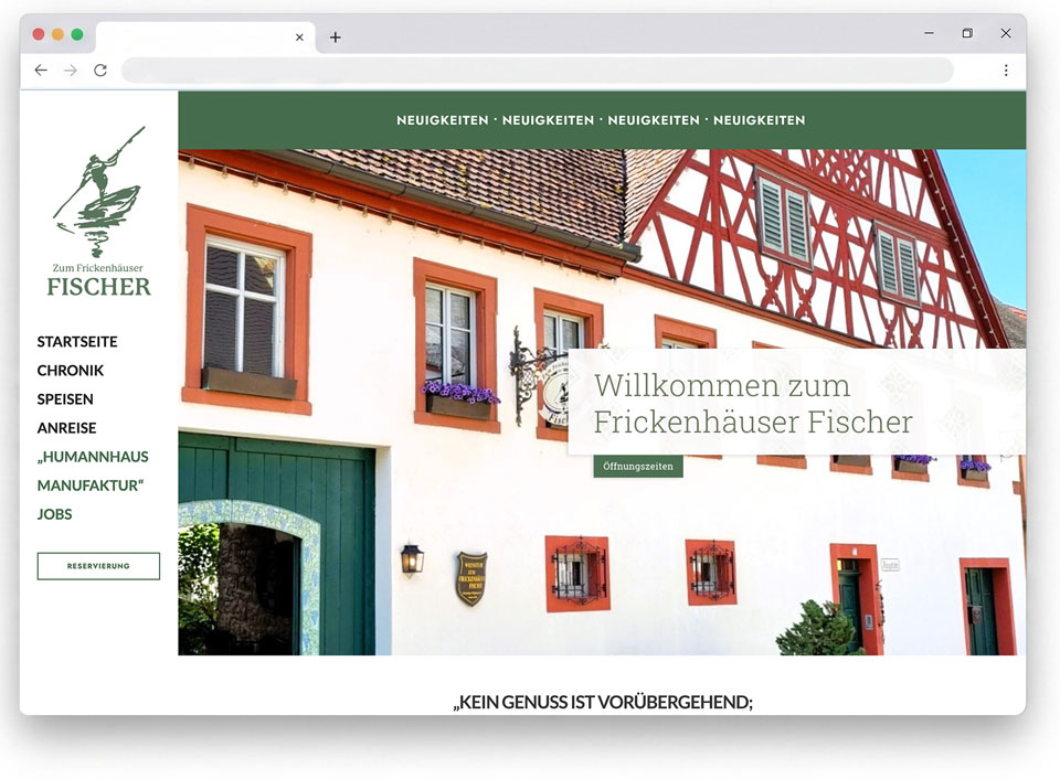 Website-Screenshot von Zum Frickenhäuser Fischer.